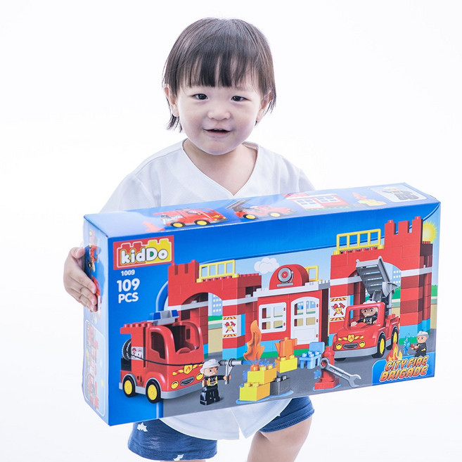 블록피아 키드두 블록 소방서 레고 듀플로 호환 유아 블럭, 1개