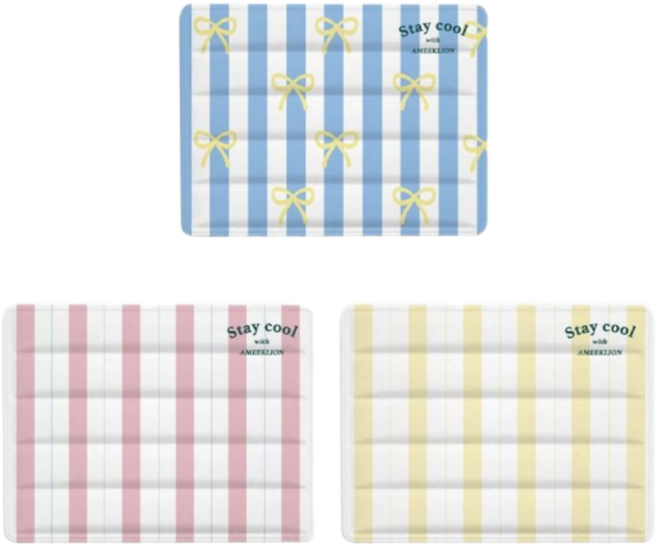 이지레이지 강아지 고양이 스트라이프 여름 쿨매트 중 소 대형견, 옐로우, 1개