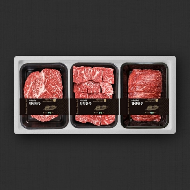 기타 [횡성한우] 1+등급 정육세트 2호[900g/등심+국거리+불고기]