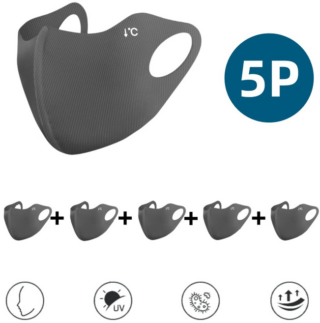 UPF50+나사타입 선마스크 5P 스포츠마스크 자외선차단 얼굴가리개