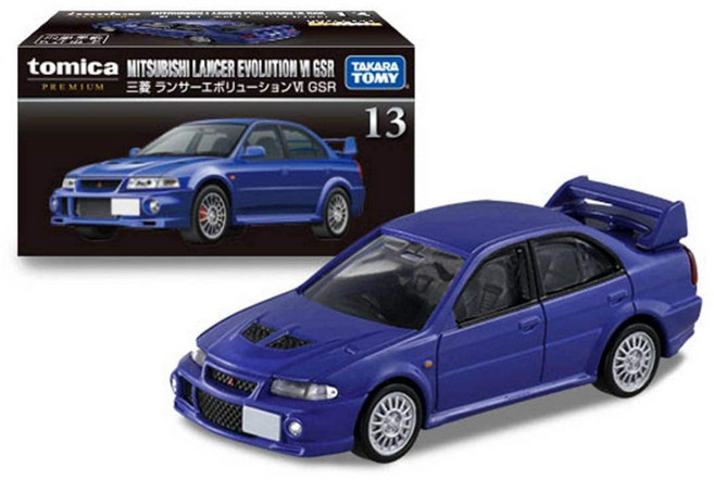 TOMY 多美小汽車 PRM系列 #13 三菱 LANCER EVO 6 GSR 拉力賽車 模型車, 1個, 藍色