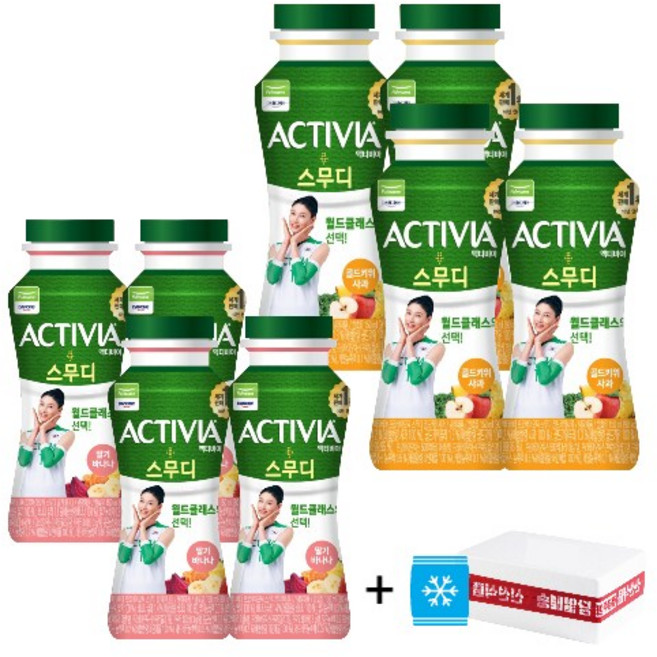 액티비아 스무디 골드키위사과 + 액티비아 스무디 딸기바나나맛, 600ml, 4세트