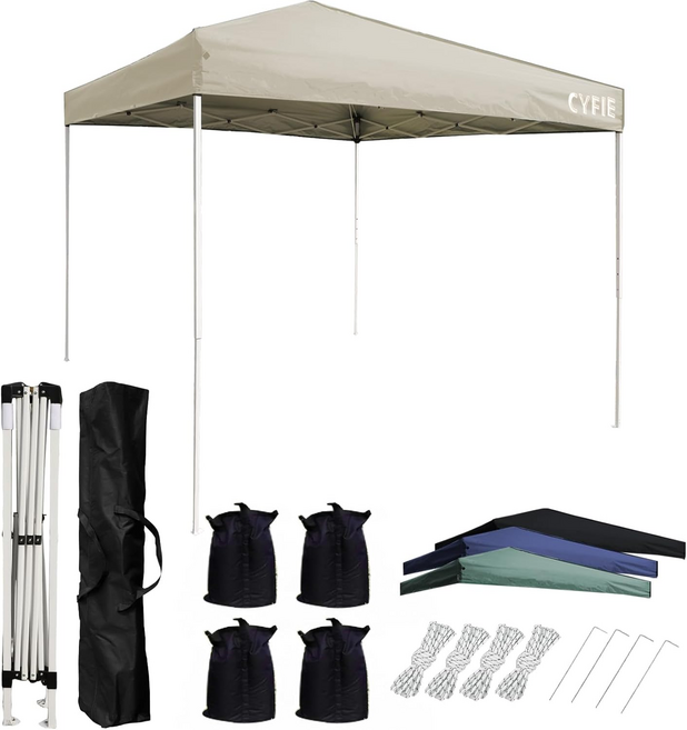 접이식 캐노피 천막 몽골텐트 차양막 행사용 방수 타프 대형 2X2 4-6 인용, 카키