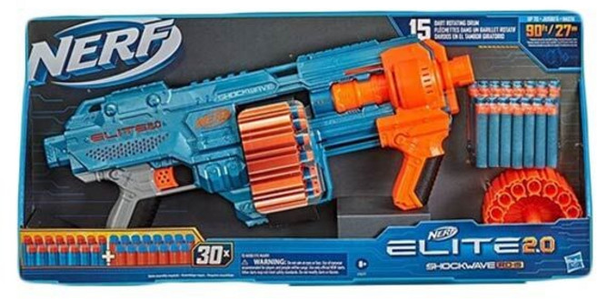 너프 엘리트 2.0 쇼크웨이브 유아동장난감총, 혼합색상, 1세트