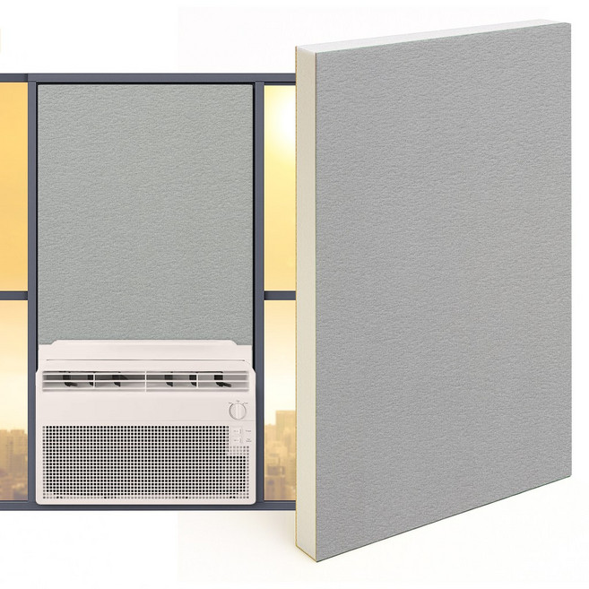 창문형에어컨 가림막 창문가리개 백색스티로폼 단열재 간편설치 맞춤제작, 소프트 그레이