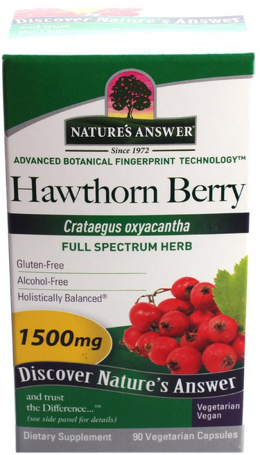 NATURE'S ANSWER 無麩質山楂果素食膠囊, 90顆, 1罐