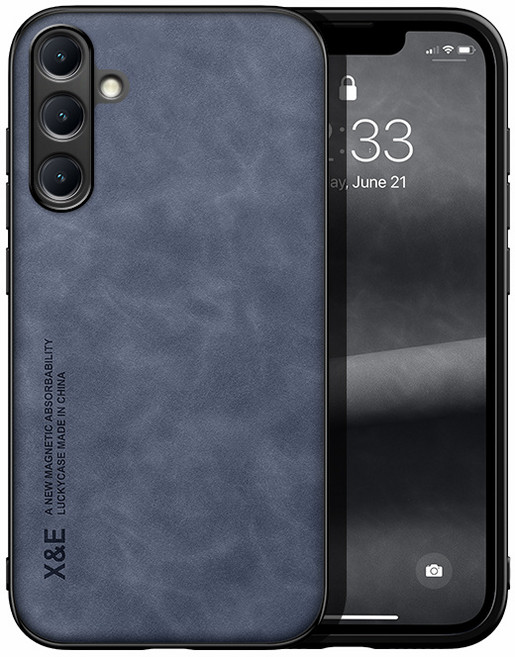 럭셔리 마그네틱 가죽 휴대폰 케이스 삼성호환 갤럭시 M35 5G Sumsung M SM-M356B/DS 6.6 인치 후면 커버, 01 For 삼성호환 M35 5g, 02 Blue, 1개