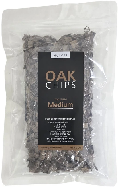주류 숙성용 오크칩 120g (미디엄) 와인 위스키 브랜디 맥주 제조 담금주, 1개 - 쿠팡