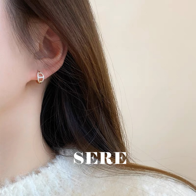 SERE Anchor Chain Hoop Earrings 경량 원터치 귀걸이 S925 은귀걸이 데일리귀걸이 실버귀걸이 이어링 은침 s999