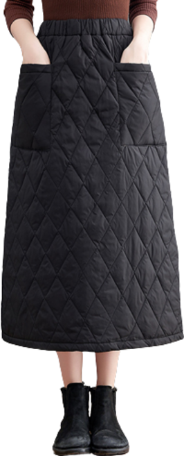 티티웍스 여성 빅사이즈 겨울 밴딩 누빔 패딩 롱 스커트