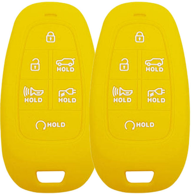 현대 아이오닉5 6버튼 (호환) 실리콘 스마트키케이스 키홀더 1+1, 옐로우, 2개