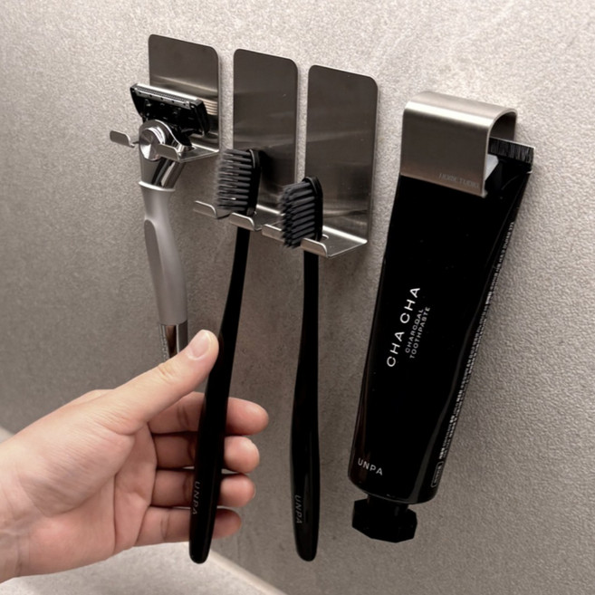 홈튜디오 3세대 녹슬지 않는 일체형 스텐칫솔걸이 2인, 혼합색상, 1세트