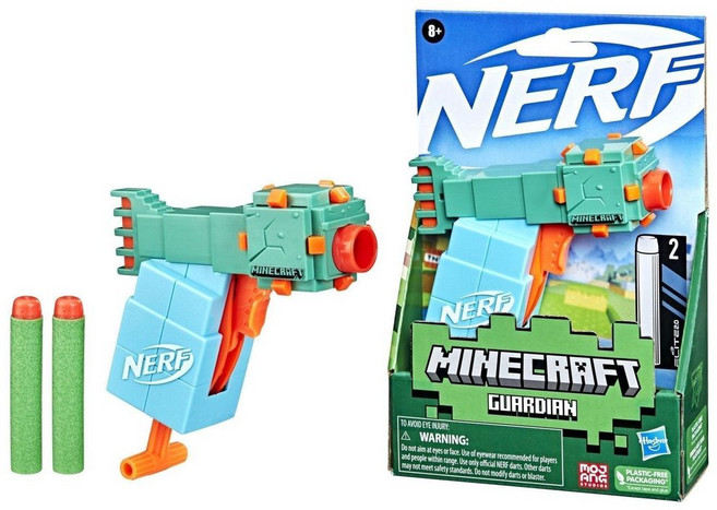 Nerf MicroShots 我的世界 聯名系列 Jolt 軟彈發射器 兒童玩具, 1個, 綠色（守衛者）