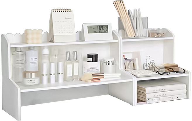 GBKING 책상정리 2단 선반 수납 선반 세트, 1단, 흰색