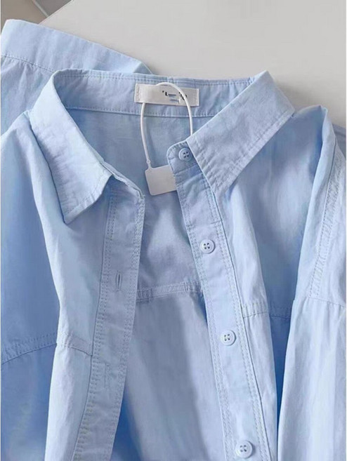 水洗純棉長袖襯衫女