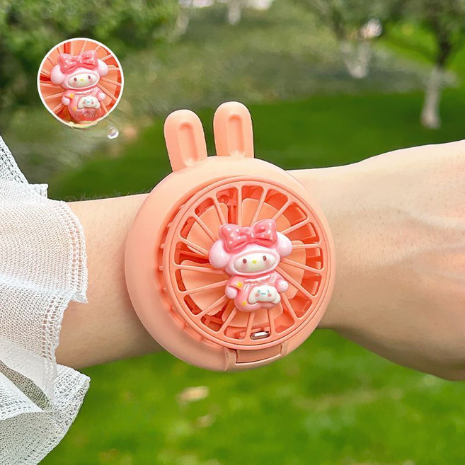 픽슝 시계선풍기 손목밴드 USB충전 휴대용 팔찌 선풍기, 멜로 코랄, 300mAh