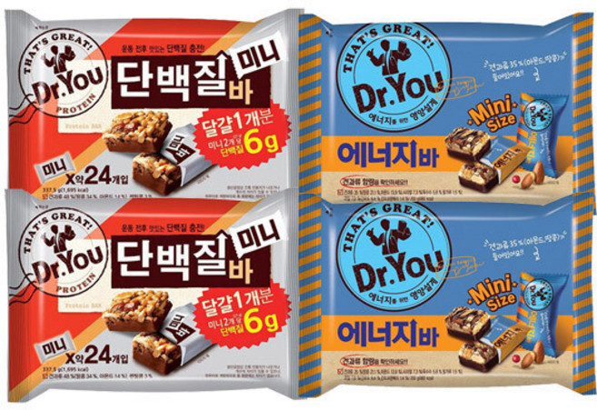 오리온 에너지바 310g+단백질바 324gx각2개(총4개), 2개, 310g
