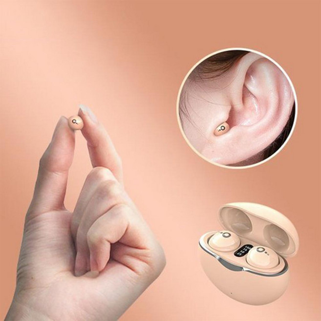 깔끔더하기 초미니 안보이는 이어폰 블루투스 무선 수면 헤드폰, 화이트