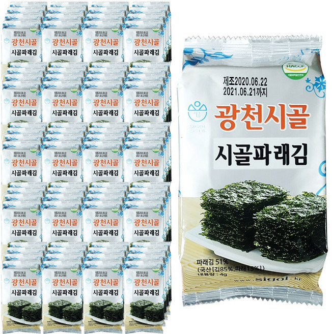 시골김 - 광천시골파래김(도시락) 4g x 96봉, 96개