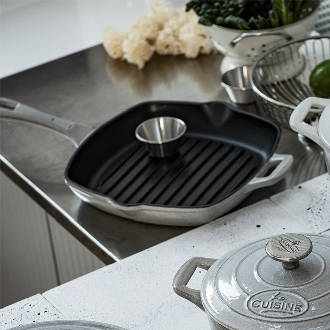 [La Cuisine] 라퀴진 아일랜드 무쇠주물 후라이팬 스킬렛 그릴팬 24cm (WHITE), 1개