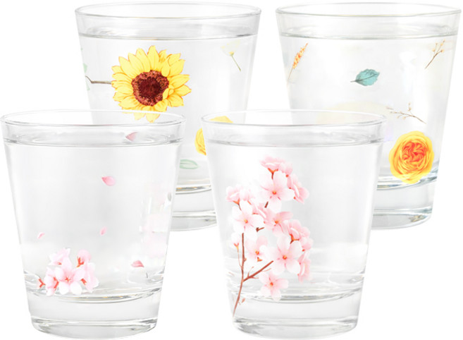 [이타카] 요술잔세트 - 꽃피는 소주잔 4P세트 색변하는 술잔, 벚꽃, 1개