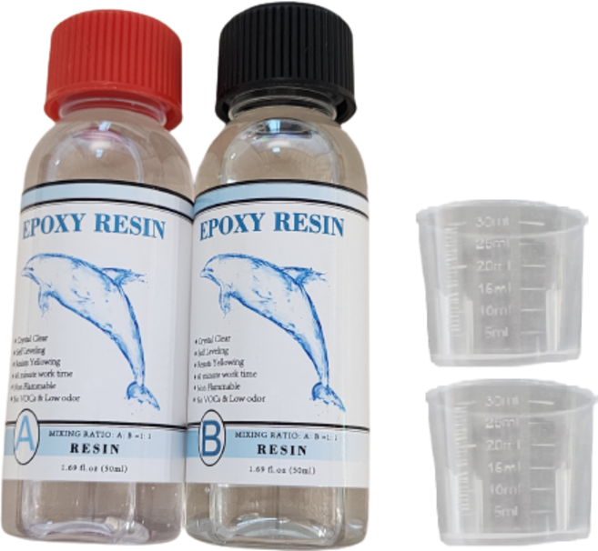 리리아트 고투명 크리스탈 레진 1대1 에폭시 100ml 계량컵 포함, 혼합, 1세트