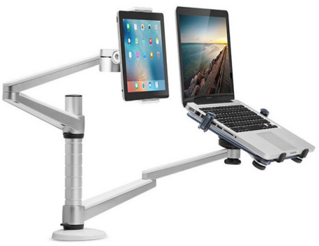 노트북 태블릿 데스크 스탠드 브래킷 거치대 듀얼 받침대, 1개, 1_단일 팔 휴대폰/태블릿 전용