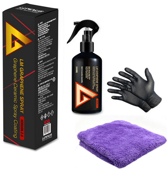 루미너스 LM 그래핀 스프레이 코팅제 200ml 관리제 광택제 나노코팅+버핑타월+장갑, 1개