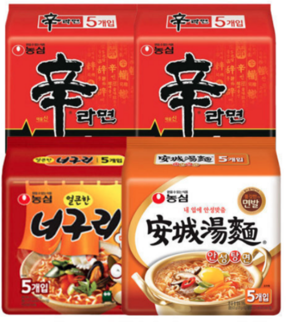 농심 신라면10봉+너구리5봉+안성탕면5봉 20개