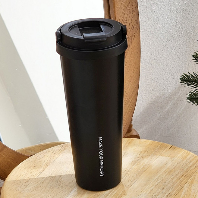 대용량 스텐 손잡이 텀블러 보온보냉 벤티사이즈 차량용 사무용 꼼꼬미 버킷텀 텀블러, 매트블랙, 700ml, 1개