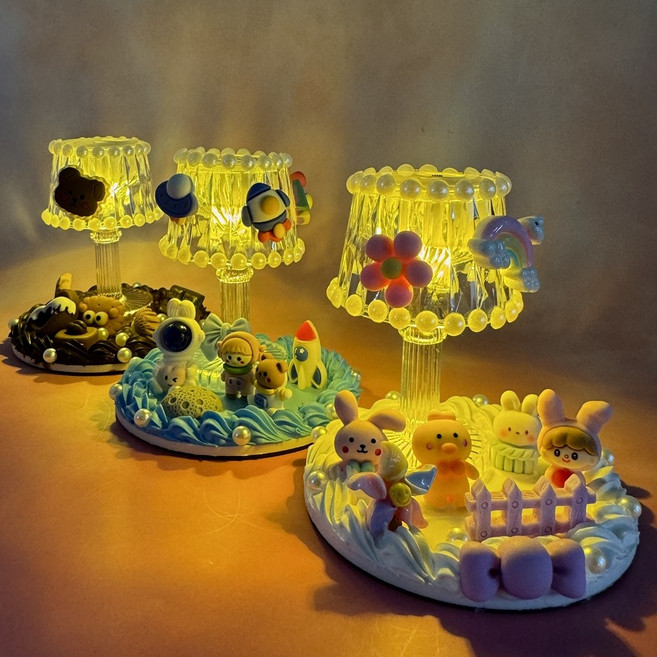 데코덴 파츠 크림클레이 자석 무드등 만들기세트 장식 미니무드등 조명등 초등미술 DIY키트 만들기재료 조명 꾸미기, 자석무드등-동물친구, 1개