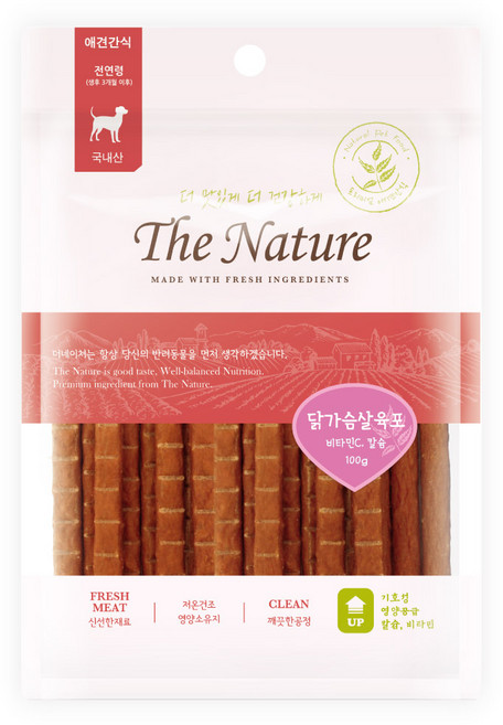더네이쳐 닭가슴살 육포 100g 국내산 져키 스틱, 5개, 5개