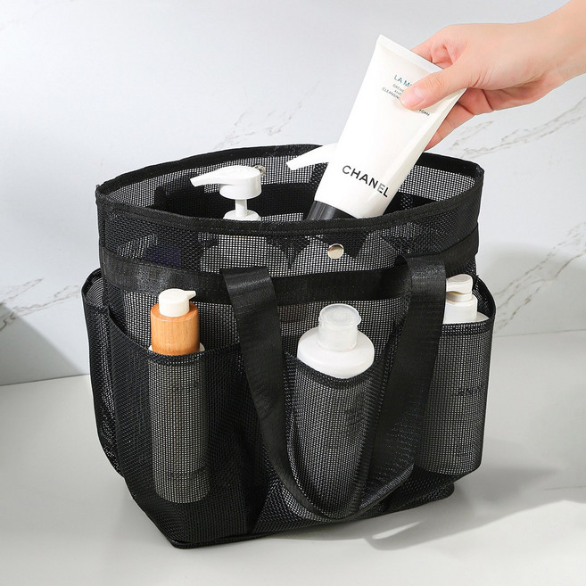 데일리 메쉬 물빠짐 목욕 가방 수영 다용도 바구니, 블랙