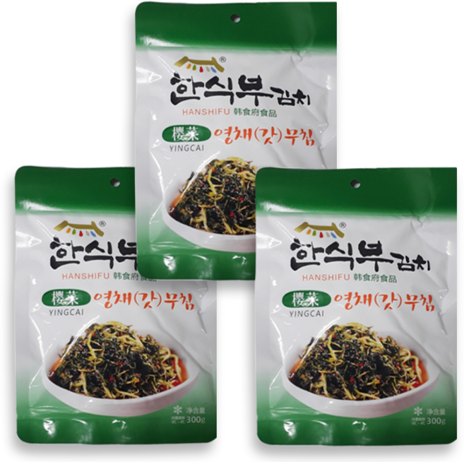 홍홍 중국식품 영채김치 한식부 영채갓무침 연변김치, 3개, 300g
