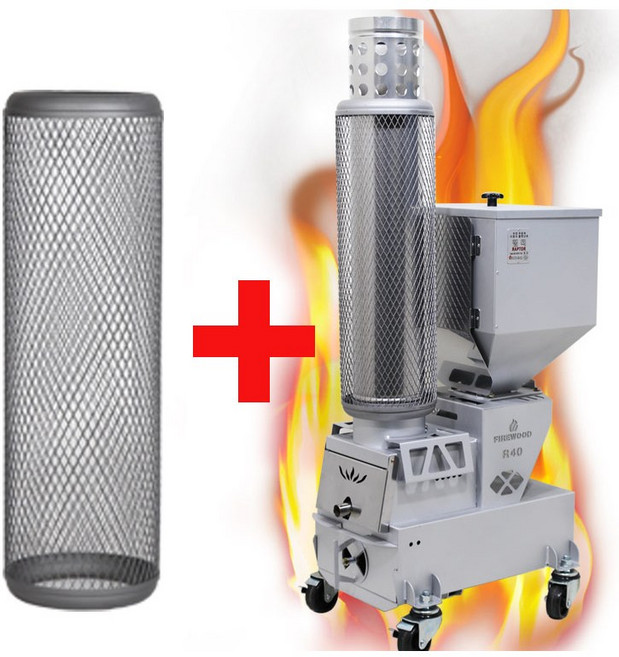랩터 R40 이동식 펠렛난로 메쉬안전망 증정 60평형 펠릿 파이어우드 무설치 무연난로 무연통난로 펠릿난로