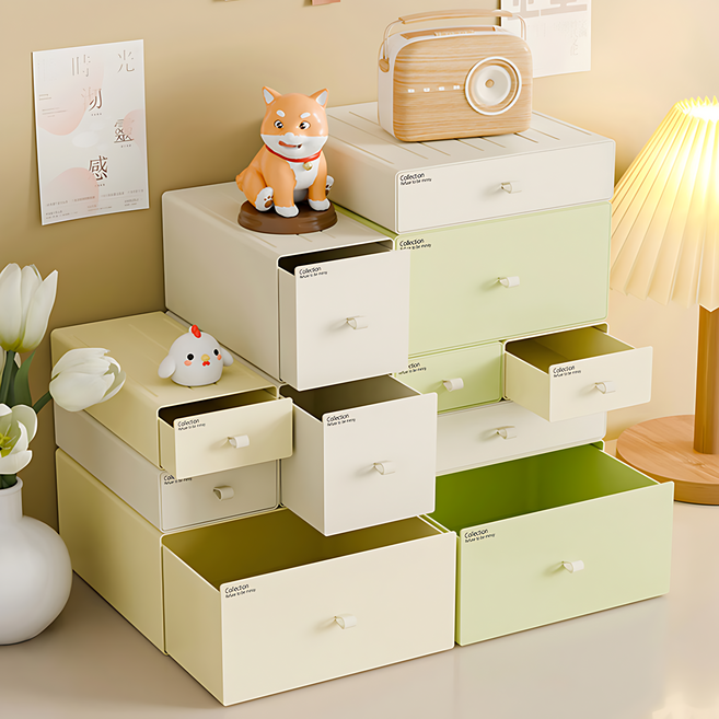 무타공마켓 안정적인 적층설계 파스텔 모듈 책상 정리함, 높은 대형, 버터옐로우