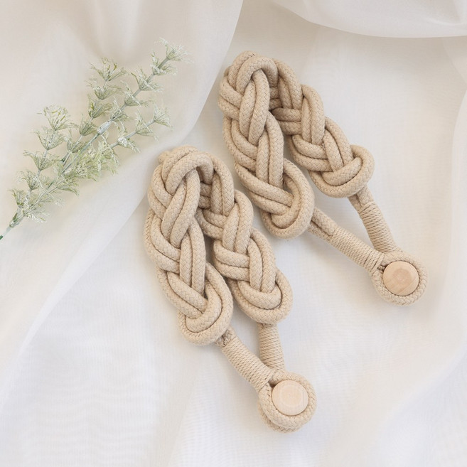 케이트가든 자석 로프 커튼 집게, 2개, 베이지