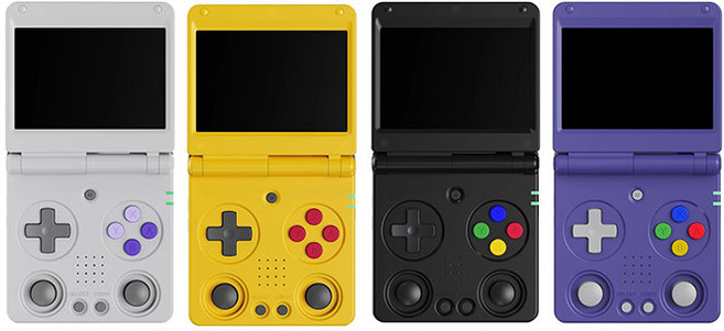 [CTK] 앤버닉 ANBERNIC RG34XXSP 레트로 접이식 게임기 휴대용 더블 로커 3.4인치 IPS 다각도 조절 3300mAh용량, 64G본품, 블루