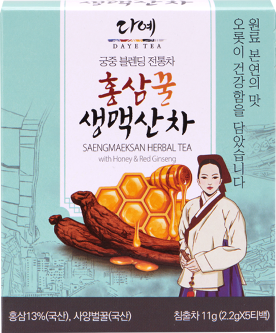 [본사직영] 다예 궁중 홍삼꿀 생맥산차 여름차 티백 개별포장 전통차 블렌딩티, 11g, 1개, 5개입