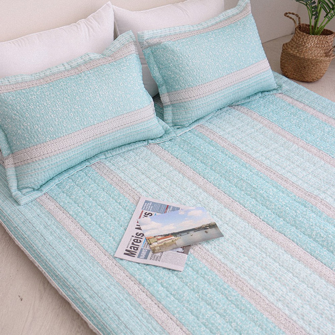 아르떼베딩 미끄럼방지 요커버+요솜 시어서커 시원한 여름요매트 싱글/더블/퀸, 포렌_민트, 5cm