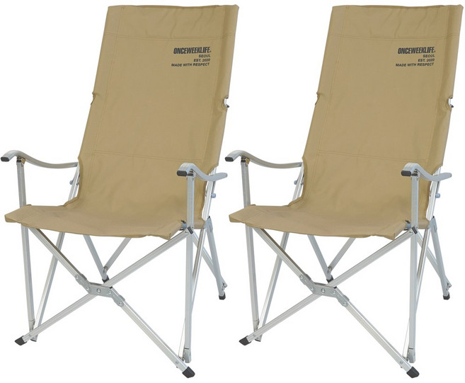 원스위크라이프 롱 릴렉스 캠핑의자 특대, 베이지, 2개