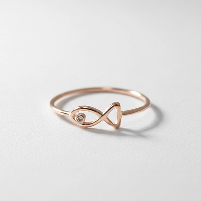 실버 925 여성 행운 수능 물고기 반지 새끼손가락 은 애끼 반지