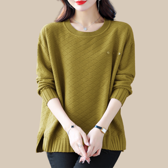 5xl까지 빅사이즈 여성 오버핏 니트 스웨터 중년여성 엄마 니트티 시보리 골지 긴팔 라운드 여성니트 데일리복 간절기