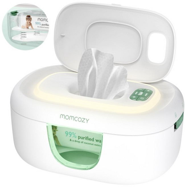 Momcozy 아기 물티슈 워머 대용량 빠르고 균일한 가열 4가지 온도 가열 제어 모드 야간 조명 포함, Dakong Deluxe 아기 물티슈 워머 및 디스펜서
