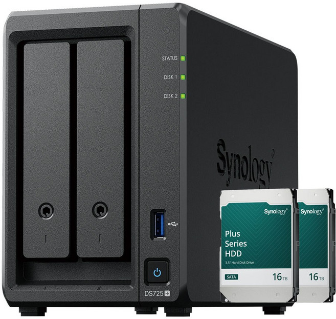 시놀로지 2베이 디스크스테이션 DS725+ 16TB HDD 2개 포함 HAT3310-16T
