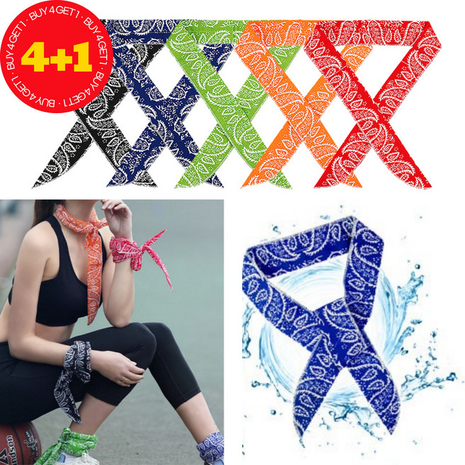 냉동 쿨 스카프, 블랙, 5개