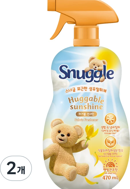 스너글 섬유탈취제 470ml 허거블선샤인 섬유 탈취제, 2개 - 쿠팡