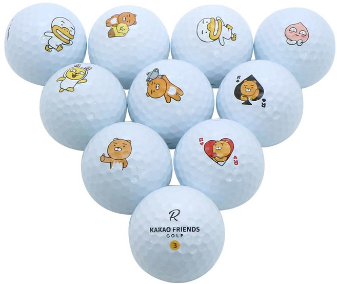 카카오프렌즈골프 유니크에픽 혼합 골프 로스트볼 특S+급, 화이트, 1개, 10개입