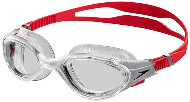 Speedo 스피도 성인용 바이오퓨즈 2.0 수경 레드실버클리어, Fed Red/Silver/Clear, 1개
