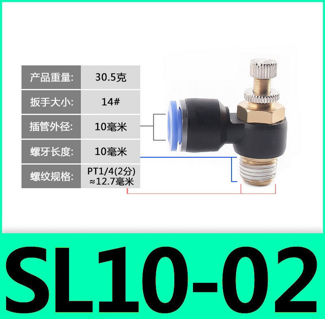 鴻運五金 節流閥 SL SA 調速閥 氣動接頭, SL10-02, 1個